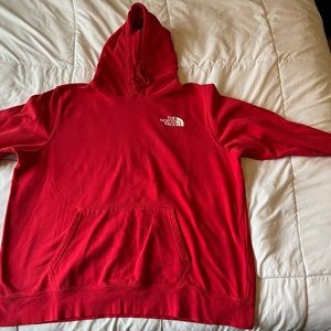 The North Face red hoodie